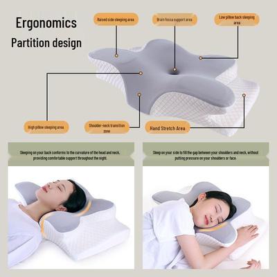 Ergonomic Butterfly Memory Foam Neck Pillow - Orthopedic Support for Deep Sleep & Cervical Spine Relief