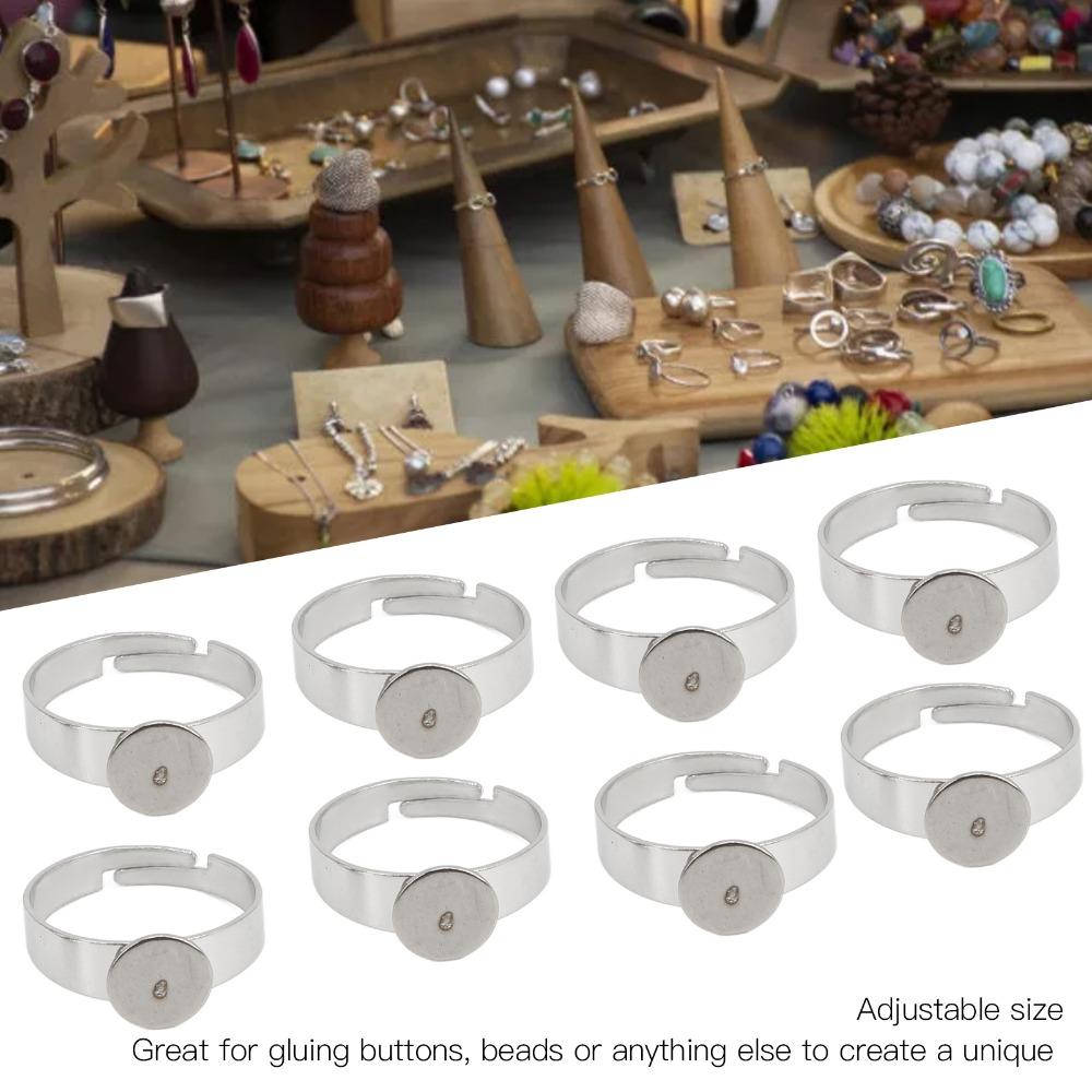 20pcs Adjustable Design Blank Ring Flat Base Stainless Steel Ring Flat Ring Base Creative Projects
