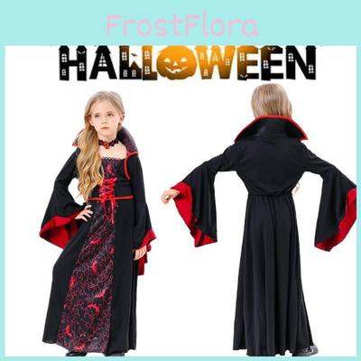 Gruseliges Halloween Hexenkostüm für Kinder Schwarz Polyester Gruseliges Mädchen Party Outfit