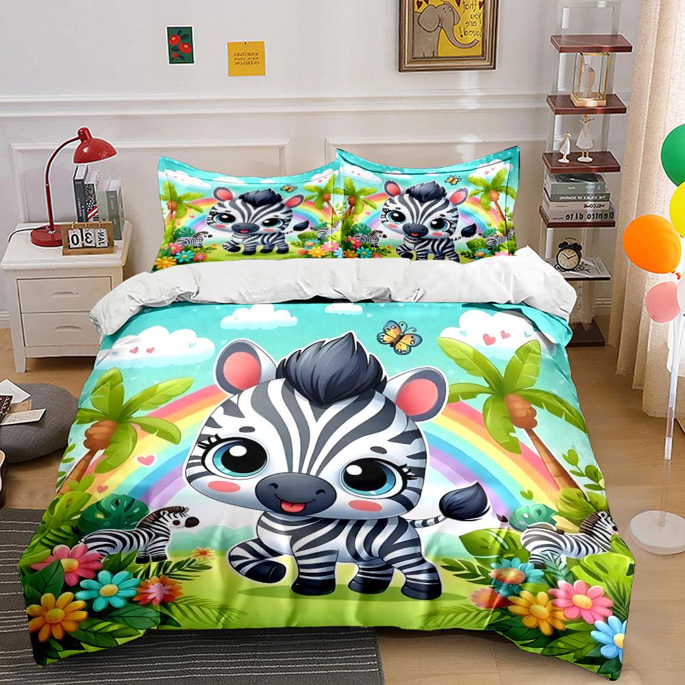 Whimsical Zebra Paradise. Bedding Sets Duvet Covers Pillowcases(1* Duvet Cover 2* Pillowcases Without Duvet Insert)