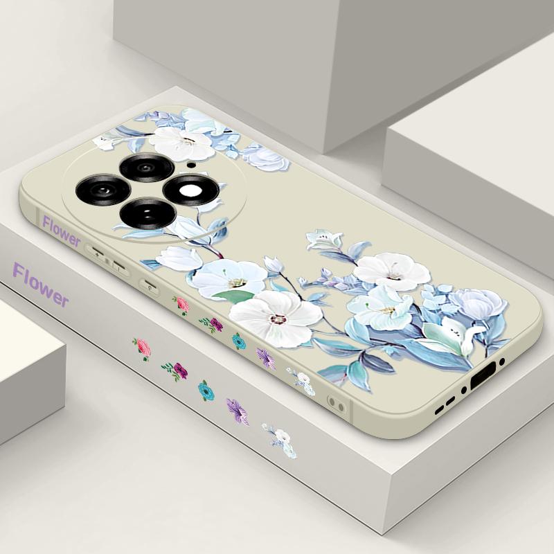 

Peony Flower Case For OnePlus 13R 13 12R 11R Ace 5 3 2 ShockProof TPU Silicone Soft Cover Fundas OnePlus Ace 2 белый/бежевый