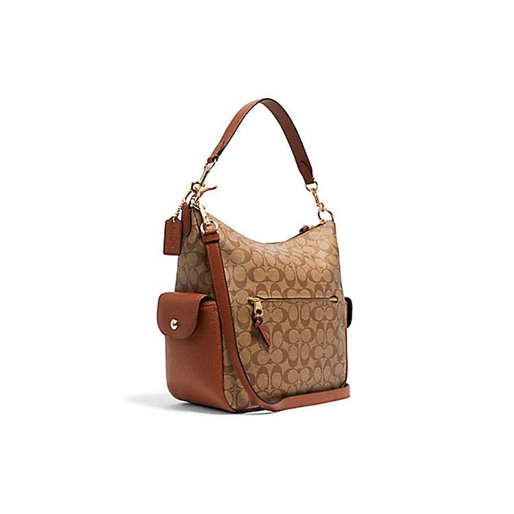 COACH Leather With Coated Canvas Bucket Bag, Crossbody Bag, Shoulder Bag, Handbag Large Women's Khaki C1523-IMS5U