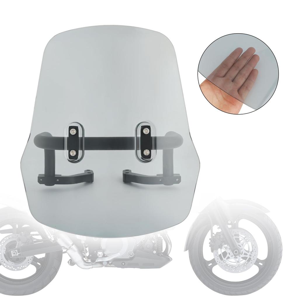 VIPIH Windshield Motorcycle Hunter Cub Screen Applicable for Honda Hunter Cub CT125 Rigid Feel Upside Down Reversible Motorcycle Screen Mount Bar