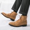 Trend New Designer Winter High Tops Pointed Lace Up Ankle Boots For Men Black Brown Suede Leather All Match Shoes Zapatos Hombre