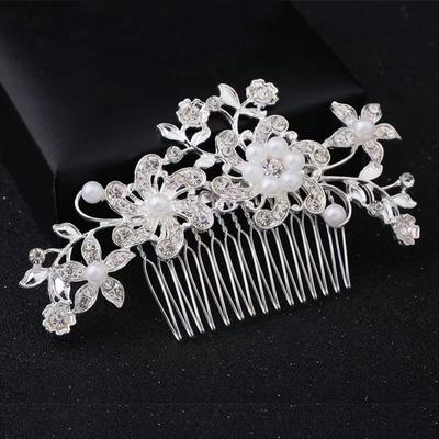 1pc Pearl Water Diamond Bridal Hair Accessory Headwear Silver Wedding Fashion Romantic Women's Jewelry Headbands Hairpins Combs