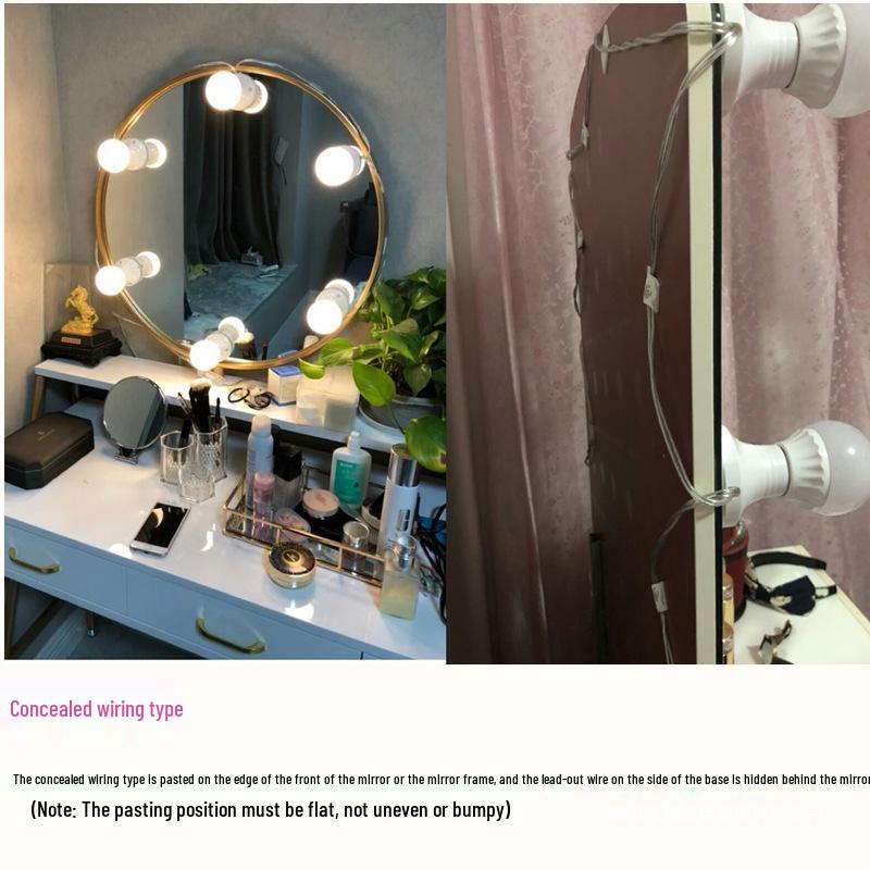 Makeup Vanity Mirror LED Light with Adhesive, No-Punch Installation, and Replaceable Bulb for Bathroom.