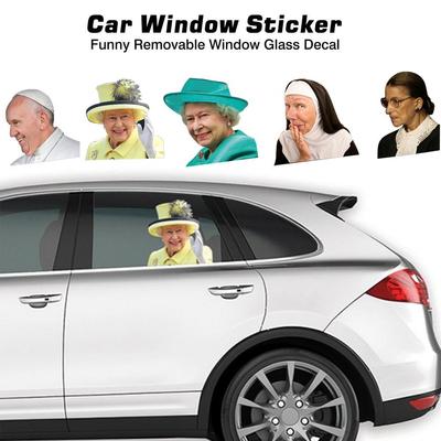 1pc 3D Car Sticker Funny Celebrity Car Rear Window Sticker Decals Car Sillusion Sticker For Queen Elizabeth For Pope Francis