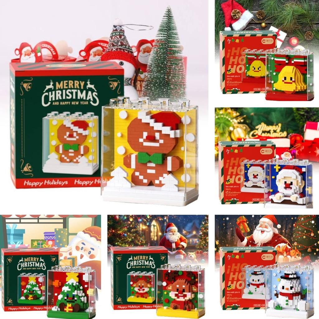 Kreatives Weihnachtsgeschenk Baustein-Set mit Weihnachtsmann und Feiertagsthema