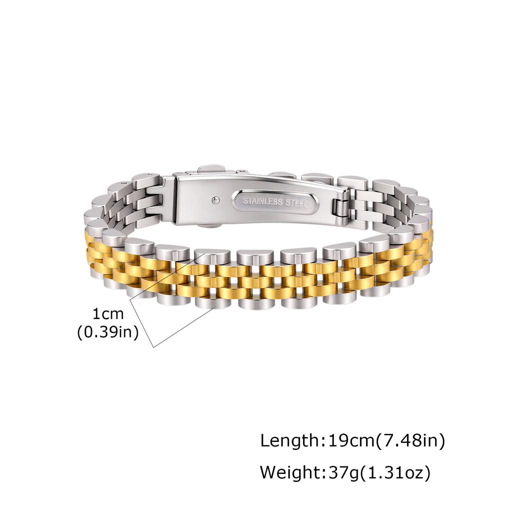 15MM Chunky Watch Band Bracelets for Men,19CM Magnetic Stainless Steel Links Wristband,Stylish Jewelry Gifts for Dad Husband Son