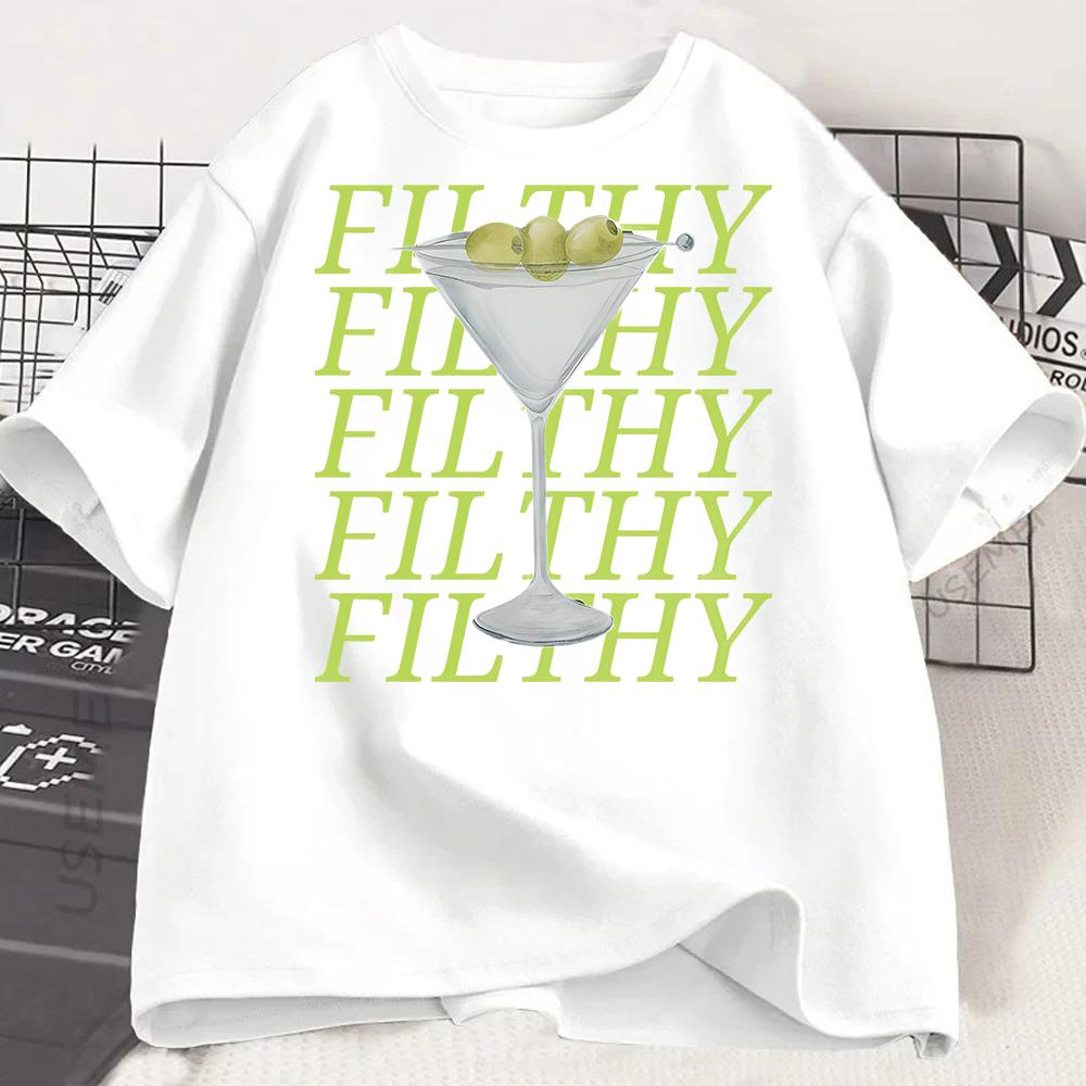 Gothic Summer Aperol Spritz Print Drink Cocktail Pattern Round Collar Loose Casual Tops Short Sleeve Tshirt Women Clothes