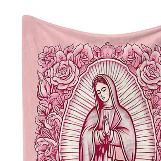 Manta da Virgem Maria e Rosas Manta Religiosa Macia Manta Aconchegante para Sofá Cama Decoração de Casa Uso para Oração Cristã Meditação