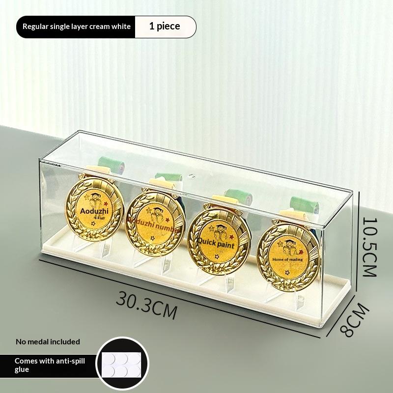 1 Set Gold Medal Storage Rack Rectangular Plastic Marathon Medal Storage Box Tabletop Stackable Coin Souvenir Organizer A1