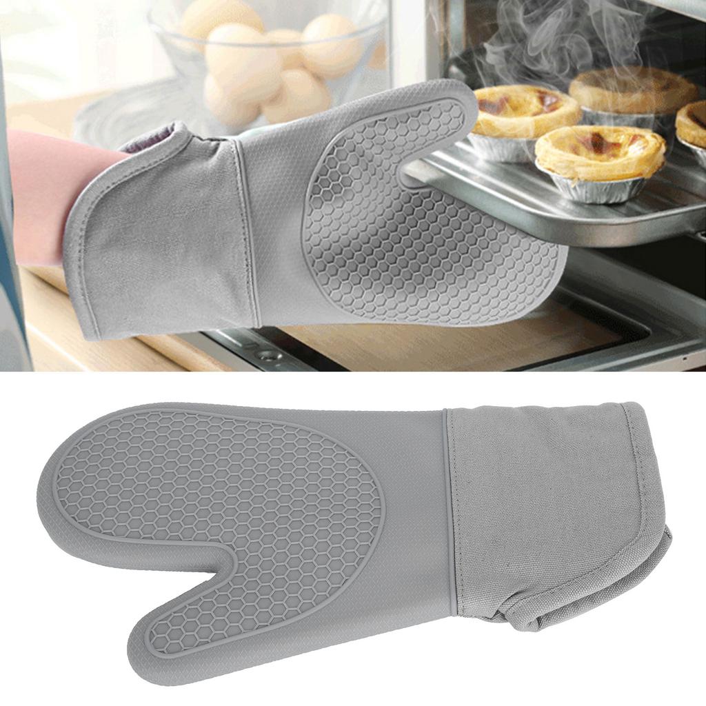 Silicone and Cotton Oven Glove Kitchen Heat Resistant Mitts for Microwave Oven Home Bakery