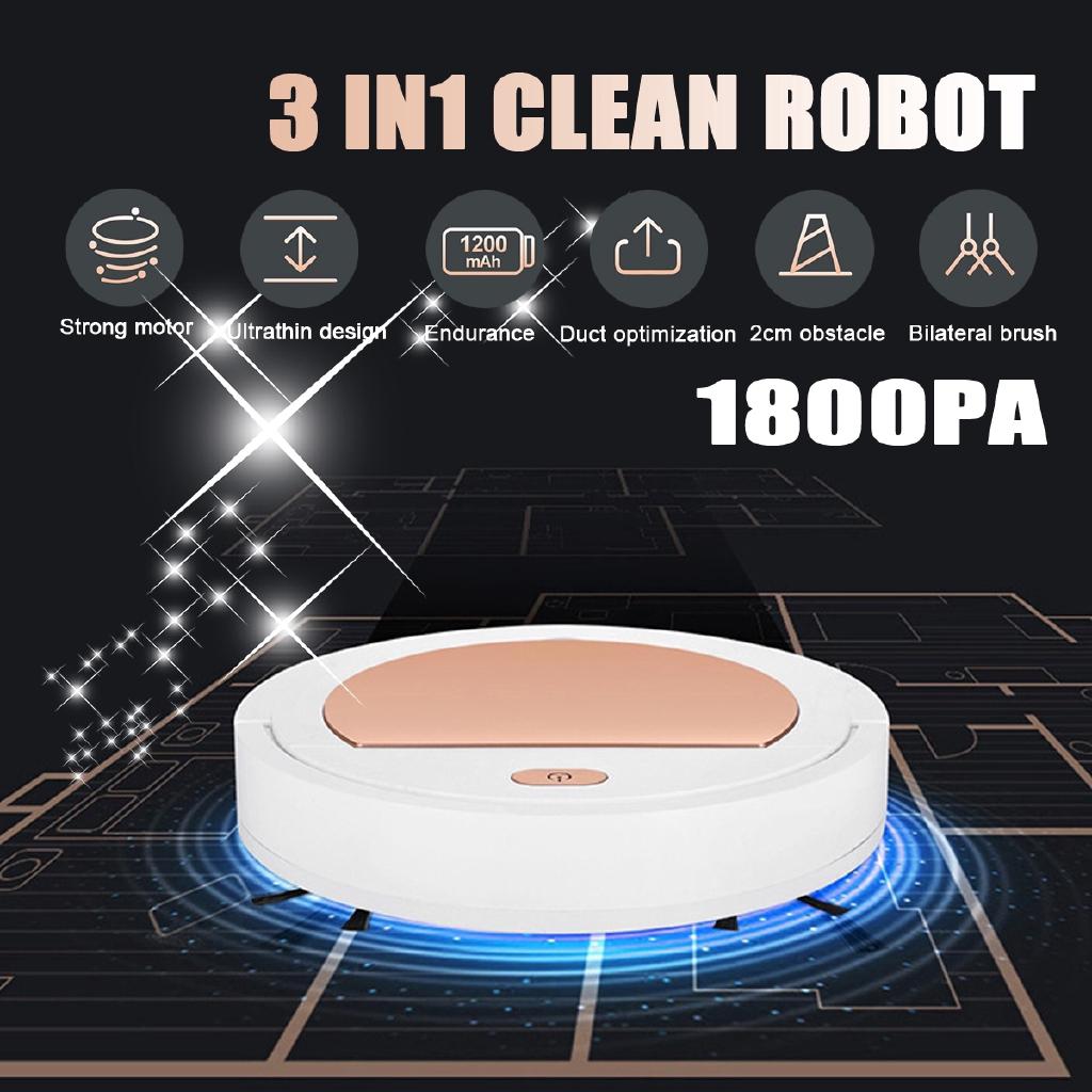 3W New Smart Sweeping Home Strong Power Robot 3 In 1 Robot Floor Cleaner Robot Vacuum Cleaner 1800 Pa