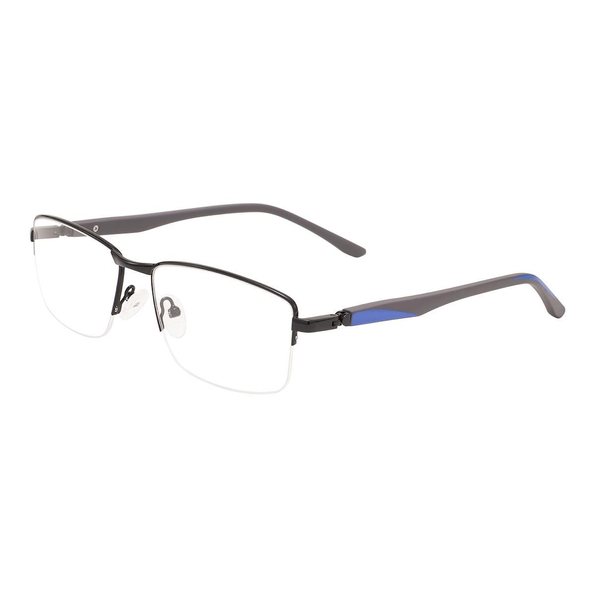 

Half Rim Square Prescription Glasses for Men Chic Metal Progressive Optical Eyewear Rectangle Reading Comoputer Myopia Spectacle Single Version&1.56&None