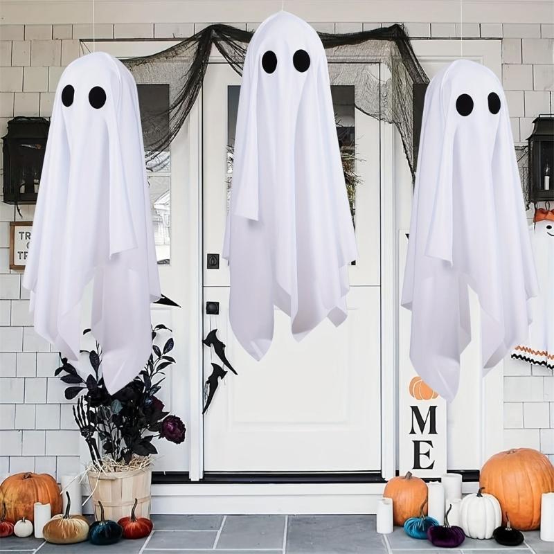 Halloween Seasonal Hanging Figure Set of 3 for Porch and Entryway, Fabric Draped Party Accent for Hallway Display and Seasonal Room Styling
