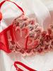 Europäisches & Amerikanisches Rotes Netz Besticktes Sexy Dessous-Set mit Durchsichtigem Blütenblatt-Höschen
