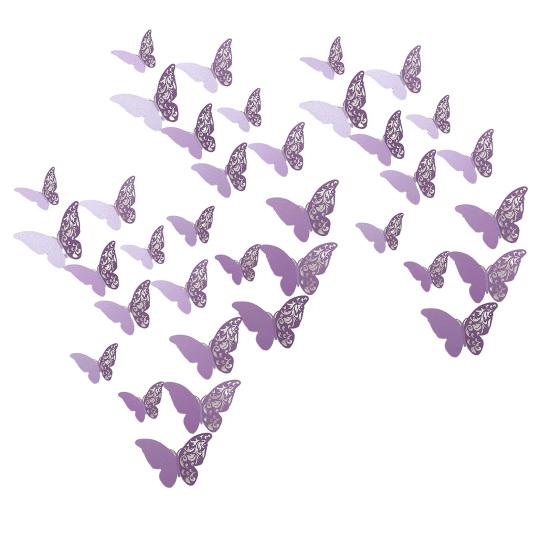 

36Pcs 3D Butterfly Wall Decoration Hollow Wing Paper Butterflies Shape Sticker Home Office Living Room Bedroom Wall Ornament 1 Set