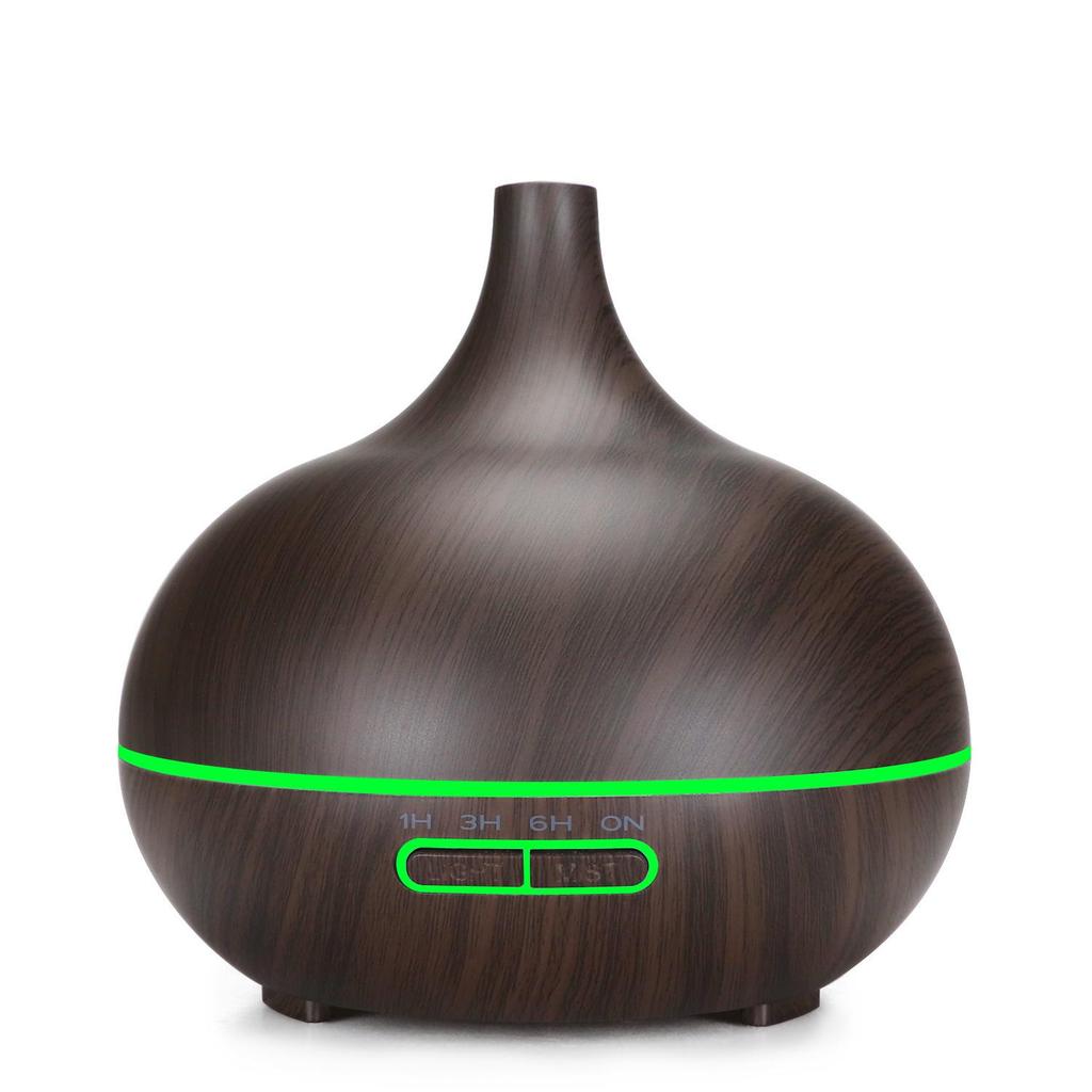 Wood Grain 400ml Ultrasonic Essential Oil Diffuser with Remote Control and Seven-Color LED