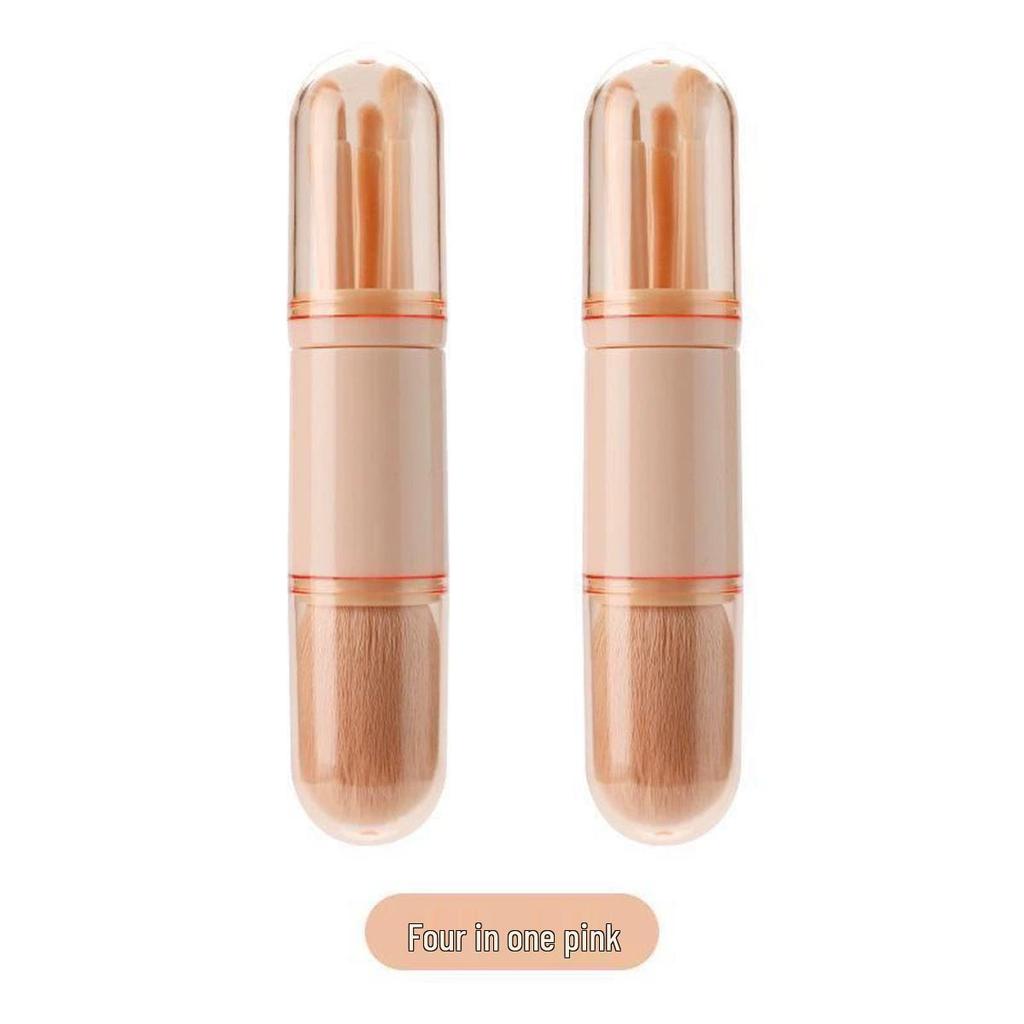 Compact 4-in-1 Retractable Makeup Brush: Powder, Eyeshadow, Blush, Contour