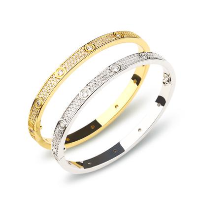 Round Diamond Full Inlaid Bracelet for Women, with A Light Luxury Temperament and A Popular Round Bracelet