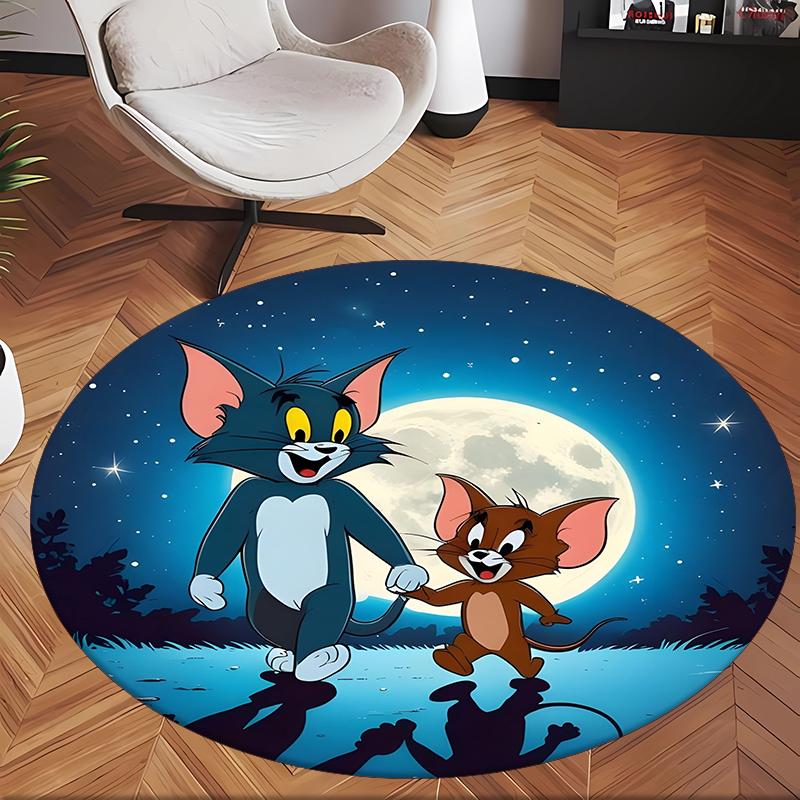 Tom And Jerry (37) Round Office Rug Decorative Floor Rug for Office Bedroom Living Room and Home Space