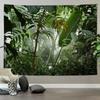 Tropical Botanical Leaves Tapestry Wall Hanging Banana Palm Green Cream Floral Aesthetic Wall Art Living Room Decor
