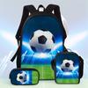 Large Capacity Schoolbag with Shoulder Strap; Student Three-piece Pencil Case Set