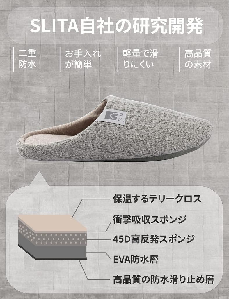 SLITA Indoor Slippers for and Set of 4 Guests, Winter, Waterproof, Non-Slip, Washable, Quiet, Soft, Women's Men's,