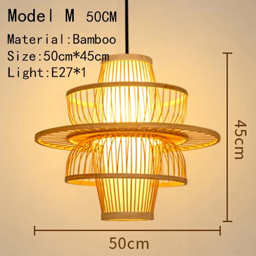 Lampă suspendată din ratan, lemn de bambus, personalitate creativă, tricotată manual, simplă, pentru living, din bambus