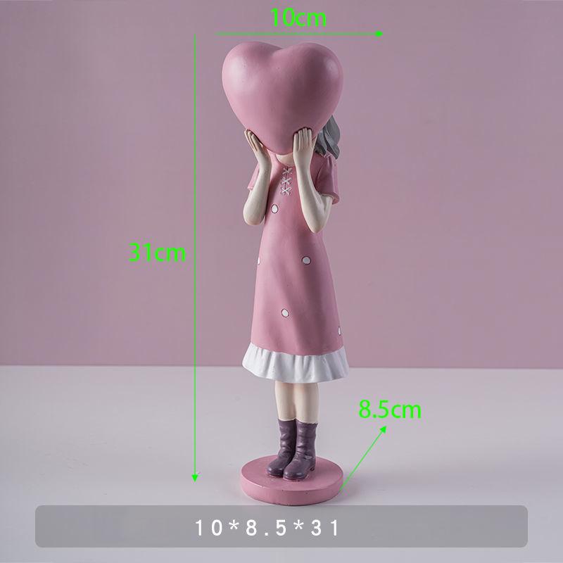Nowoczesna żywica słodka dziewczyna balonowa statua akcesoria dom salon figurki pulpit dekoracja regał szafka rzeźba rzemiosło