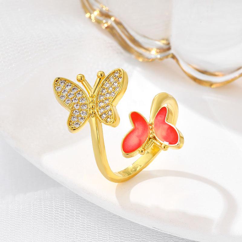 

Кольцо «Супер Фея Бабочка» с бриллиантами для женщин, простое, свежее и милое открытое регулируемое кольцо на указательный палец, модное персонализированное ювелирное изделие