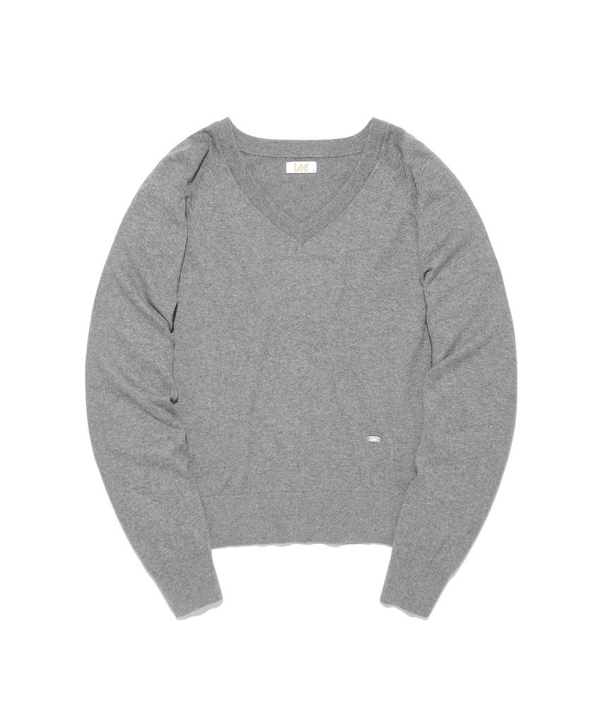 LEE Women'S Cotton Cashmere V-Neck Knit Gray