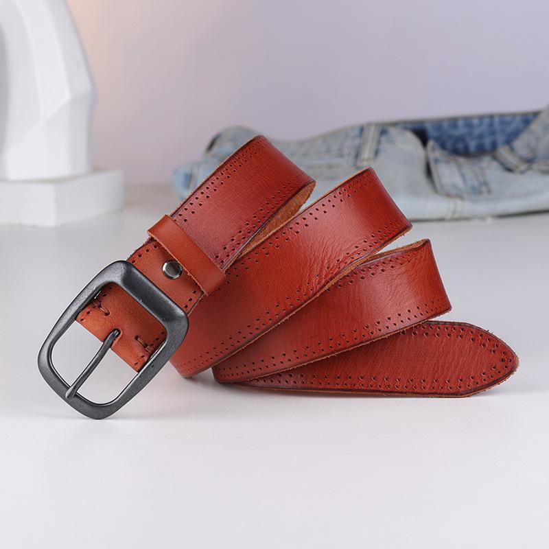 Belt Men'S And Women'S Leather Pure First Layer Cowhide Fashion Trend Retro Old Jeans Handmade Belt