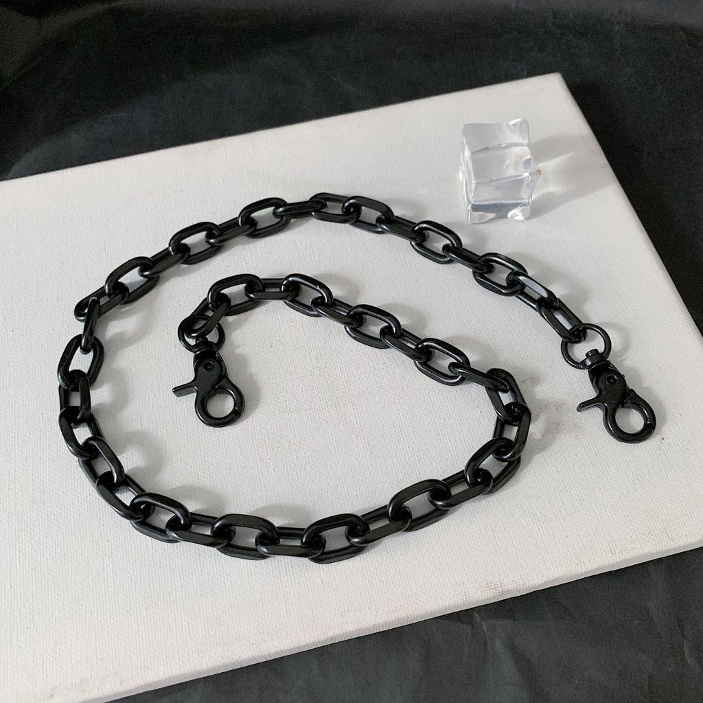 Trendy Punk Hip-Hop Leather Belt Waist Chain for Men And Women Silver Metal Pants Chain Accessory for Jeans