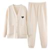 Pajamas Ladies Autumn And Winter Pure Cotton Thickened Warm Long Sleeve Air Cotton Interlayer Wear Loungewear Set