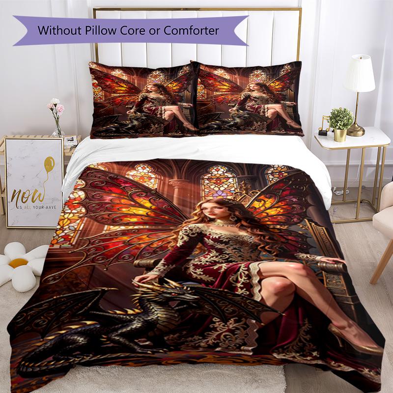 Gothic Style Bedding Set Breathable Duvet Cover with Pillowcases Decorative Bed Linen for Bedroom Home Decoration Birthday Gift