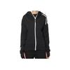 adidas Women's Black Logo Print Long Sleeve Zip Hooded Jacket EA2103