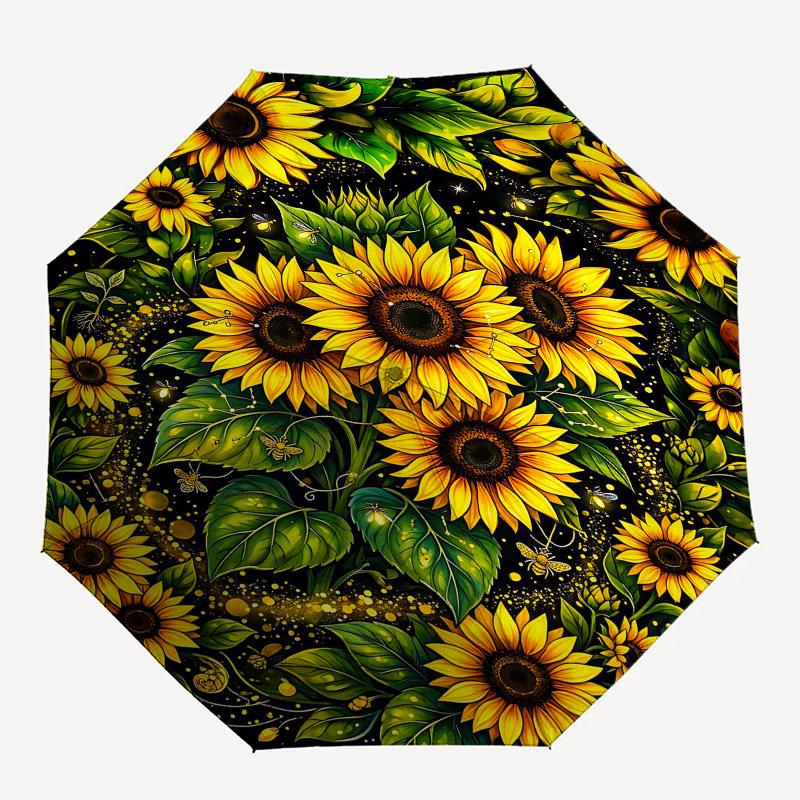 

1PC Sunflowers Botanical Umbrella-8-Rib Reinforced, Automatic Open, Lightweight & Durable, Fashion Accessory for Outdoor, Beach L0412