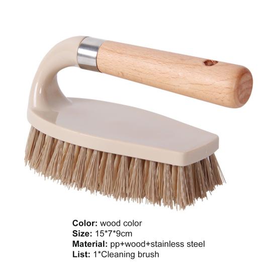 Cleaning Brush Multifunctional Durable Wooden Handle Stiff Bristles Sturdy Scrub Brush for Bathroom
