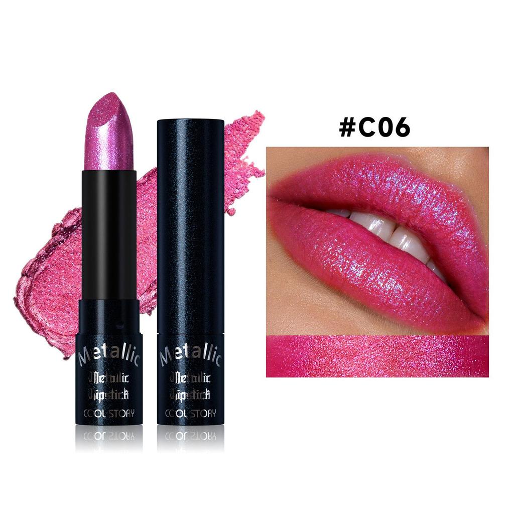 Rossetto Glitter Fine 15 Colori Rosso Nero Perlato Tinta Labbra Impermeabile Non Appiccicoso Lunga Durata Facile da Colorare Rossetto Diamante
