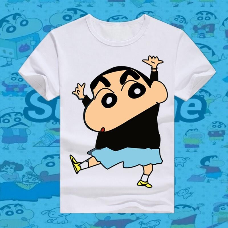 

New Crayon Shin Chan Printed Summer T Shirt Cotton Japanese Cartoon Women Short Sleeve Round Neck Loose Top S