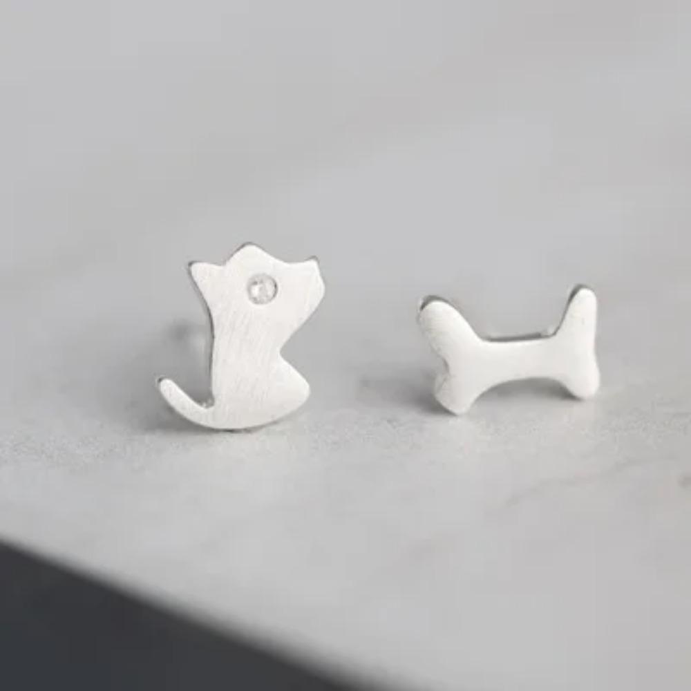 Silver Plated Korean Style Stud Earrings for Women Creative Ear Hole Design Allergy Free Fine Jewelry Accessories