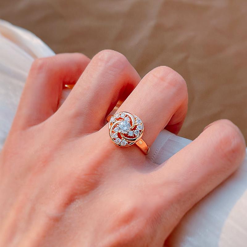 New Rose Gold Earrings Ring Sets For Women Natural Zircon Flower Earrings Trend Unusual Creative Wedding Jewelry