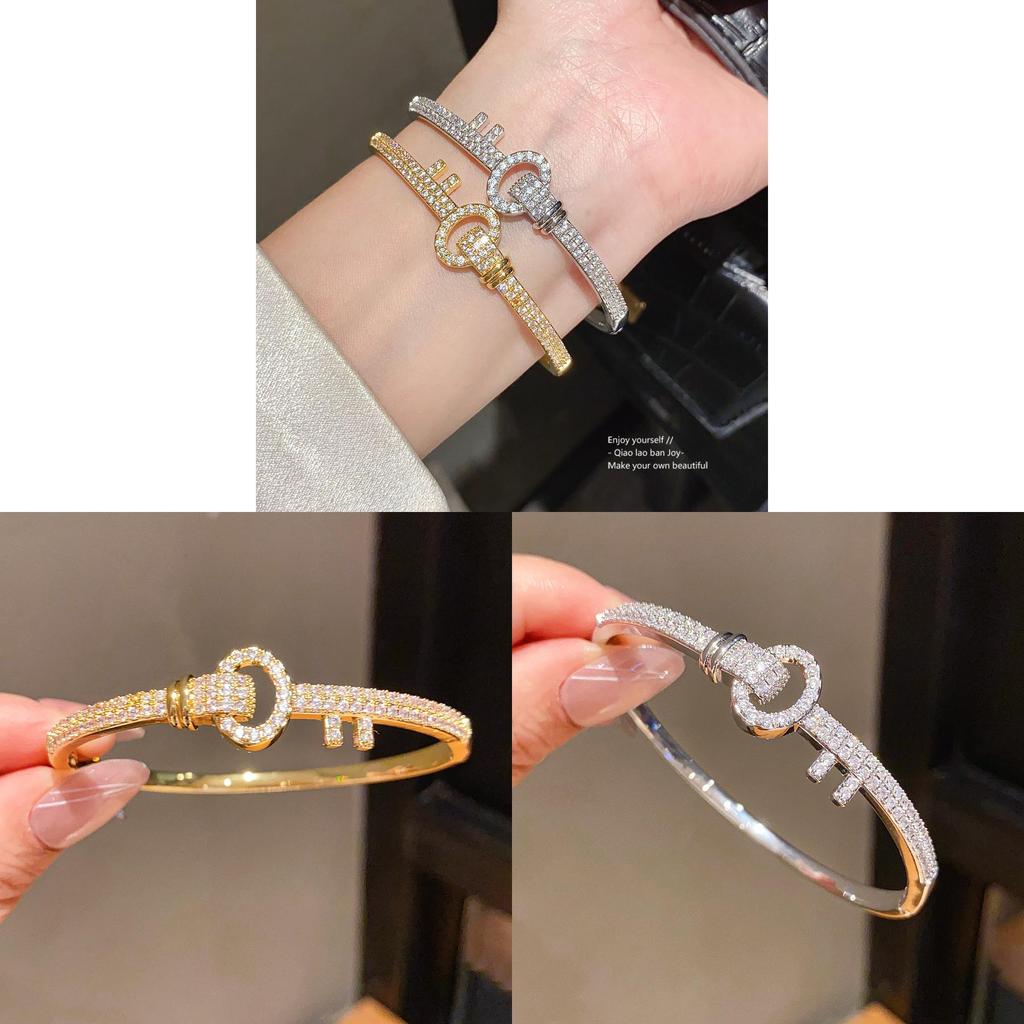 18k Gold Plated Zircon Keychain Bracelet For Women Fashion Jewelry Gift
