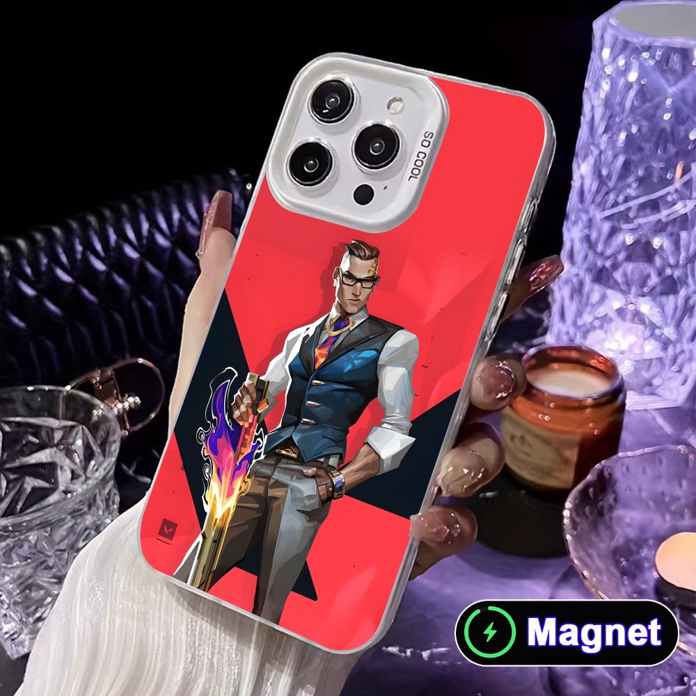 

Valo Chamber Phone Case for iPhone 17 16 15 14 13 12 11 X XR XS Air Pro Max Plus Colorful Silver MagSafe Cover iPhone 14 Pro