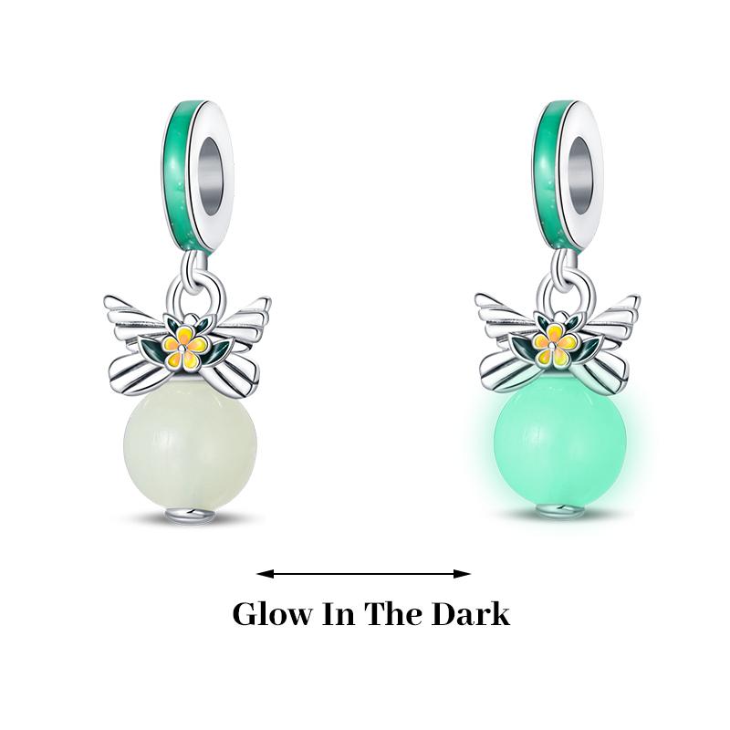 925 Silver Plated Fireflies Butterfly Stars Luminous Charms Beads Fit 3mm 925 Original Bracelets DIY Jewelry Gift