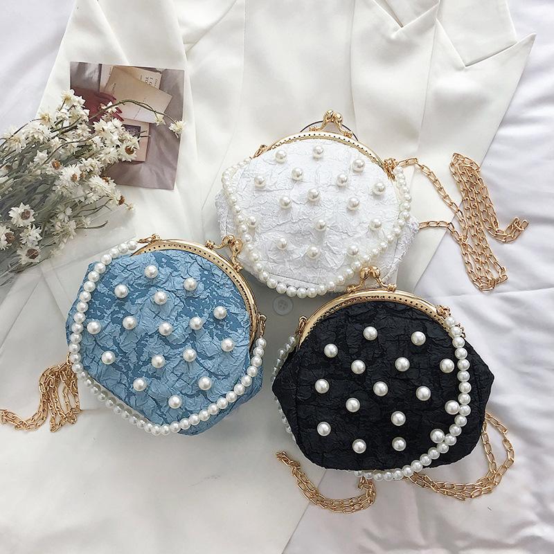 Bag women's bag 2025 summer little fresh girl small fragrant wind pearl portable crossbody shoulder clip buckle small square bag tide