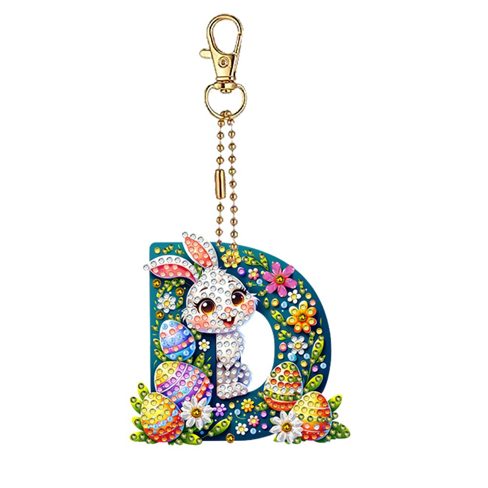 Easter Diamond Art Keychain Ornaments Double Sided Hanging Key Chains Diamond Painting Keychain Kits 5D DIY Diamond Art Pendants