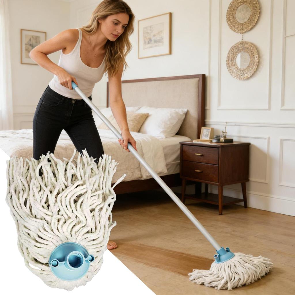 Cotton String Mop Head Reusable Tight Fit Replacement Heavy Duty Stain Removal Tool For Home Kitchen Bedroom Dorm Apartment